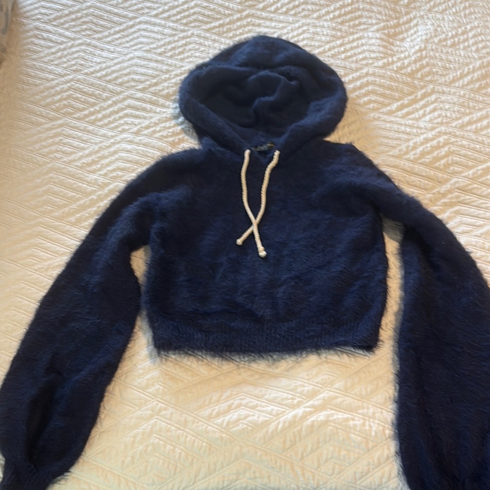 House of Harlow 1960 Navy Fuzzy Hoodie
